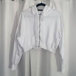 White cropped Hollister zipup, size small
